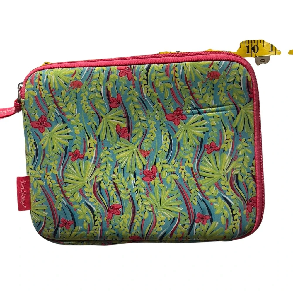 Lilly Pulitzer‎ Tablet Case Padded Zip Floral Pink Green Print Tech Sleeve 11 In
